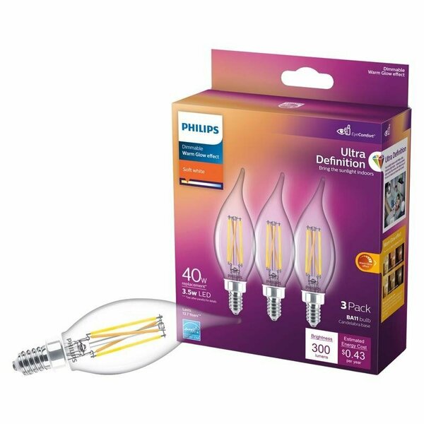 Philips Led 40w Ba11 Wg Led Bulb, 3PK 566661